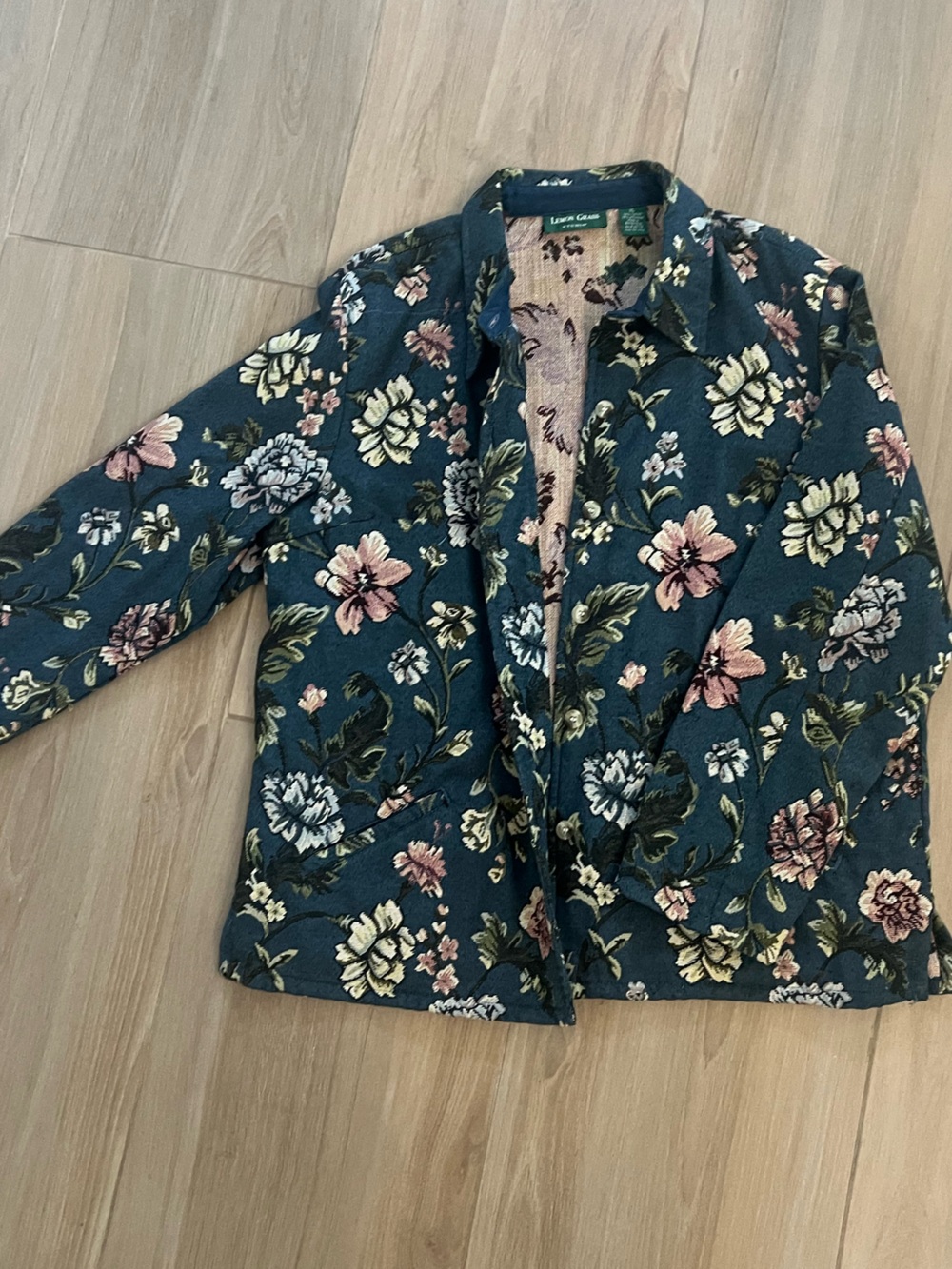 Floral tapestry jacket shirt 90s Lemon grass